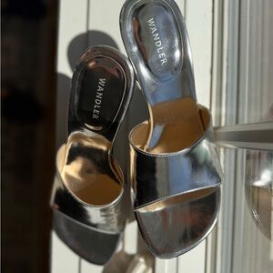 Wandler Metallic Silver Mules